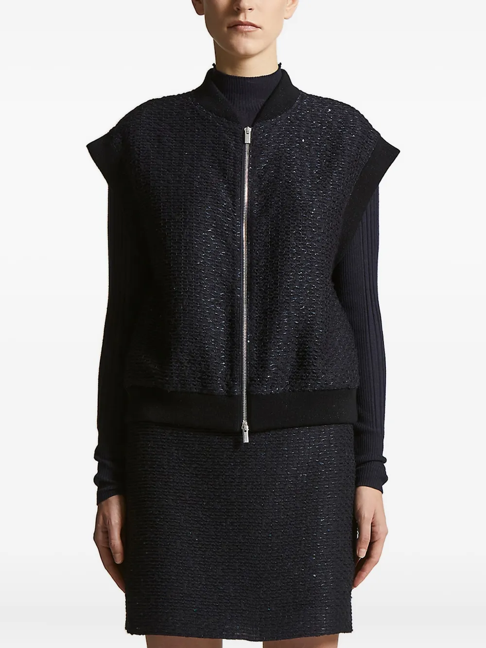 Peserico sequin-embellished sleeveless hoodie Zwart