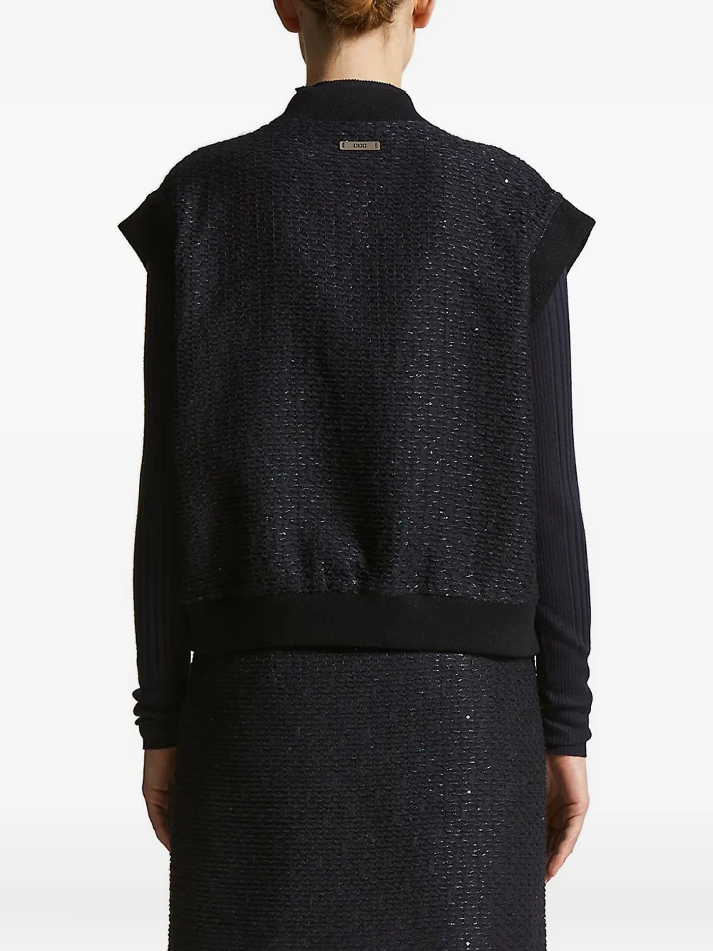 Peserico sequin-embellished sleeveless hoodie Zwart