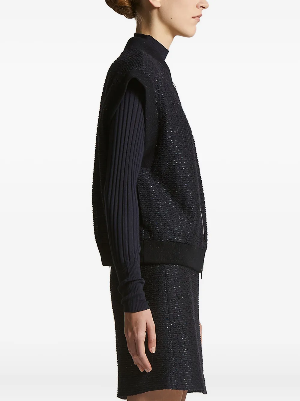 Peserico sequin-embellished sleeveless hoodie Zwart