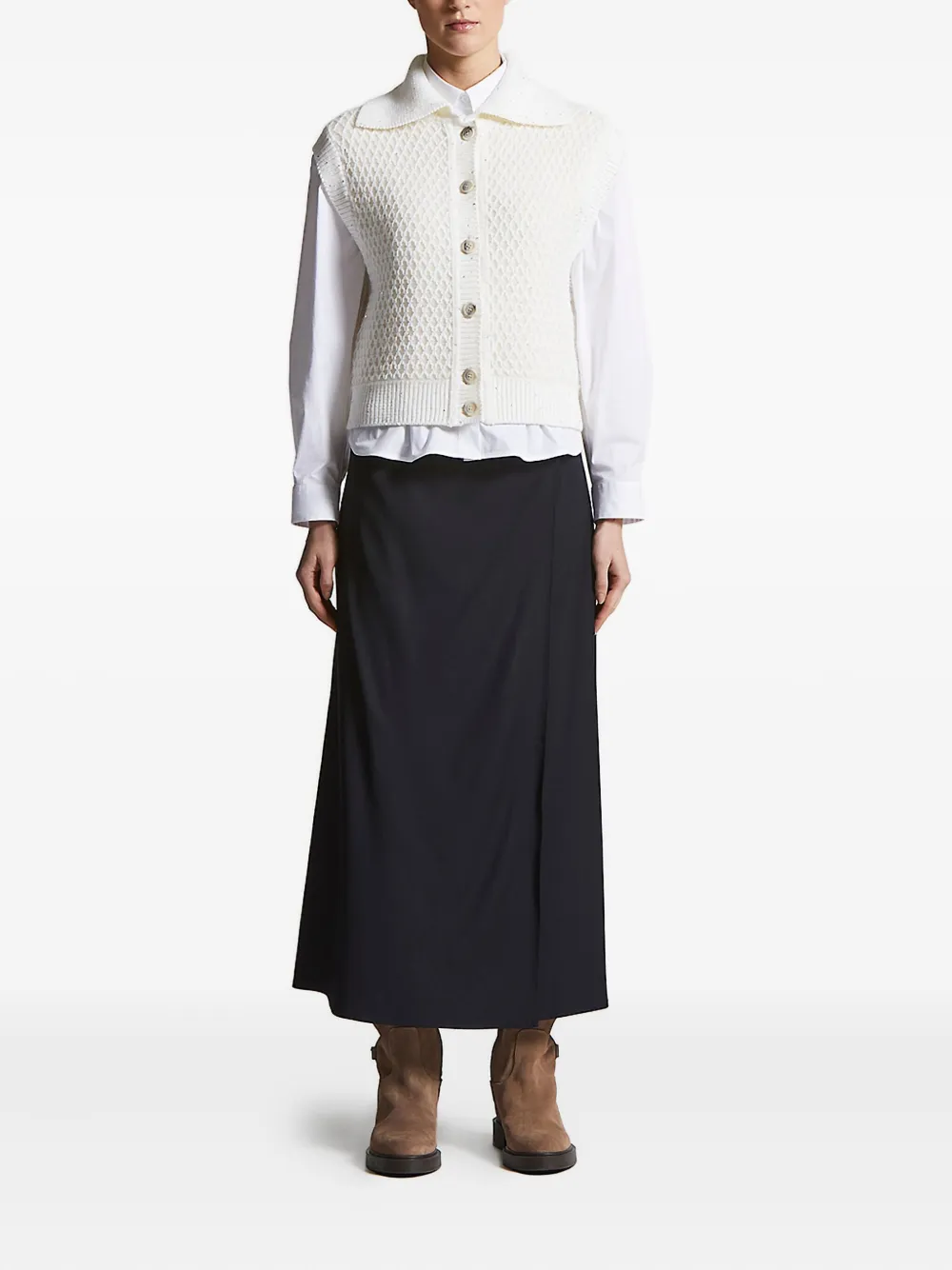 Peserico zip-trimmed wrap skirt - Blauw