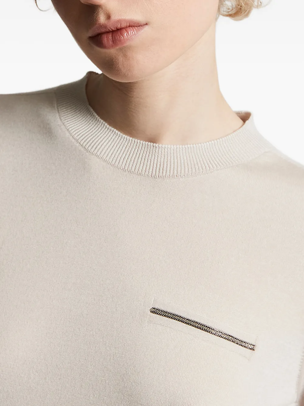 Peserico embellished crew-neck sweater Beige