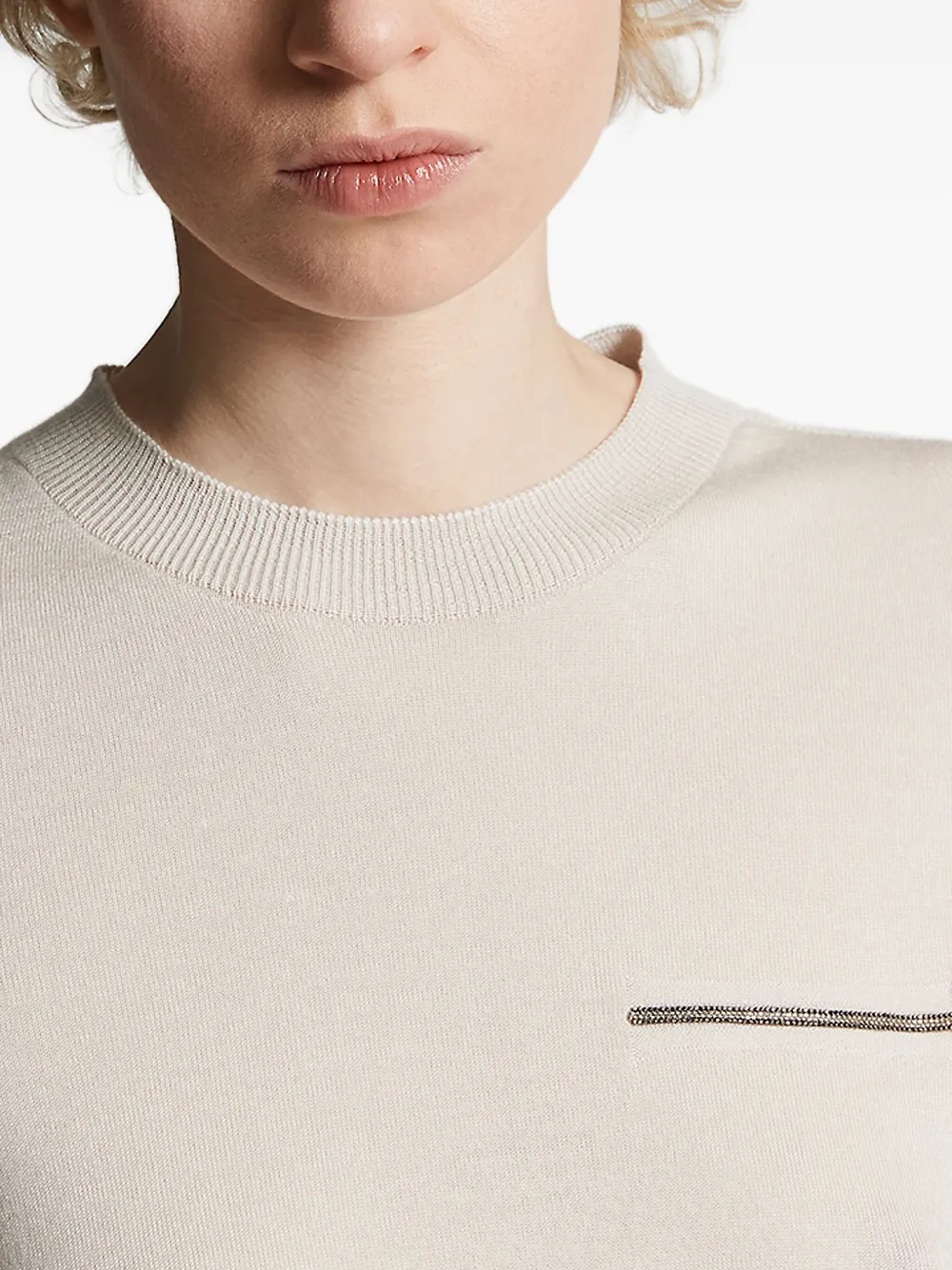 Peserico embellished crew-neck sweater Beige