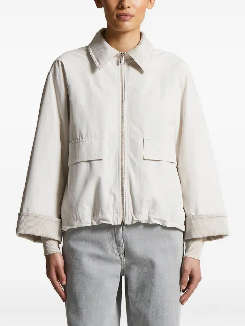 Peserico corduroy-collar zip-front jacket
