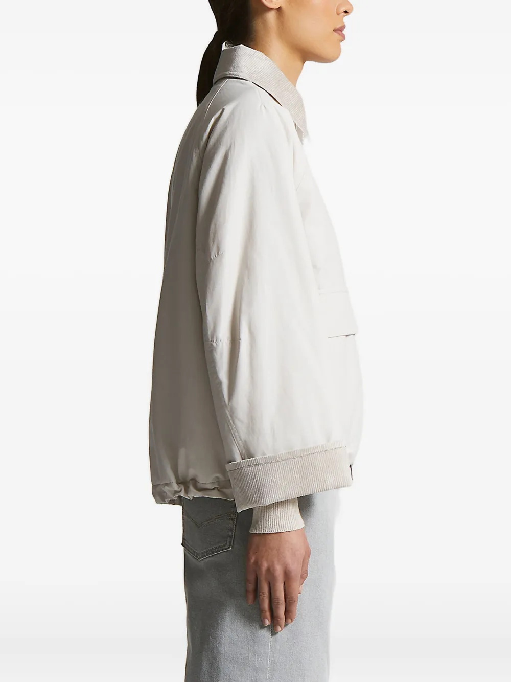 Peserico corduroy-collar zip-front jacket Beige