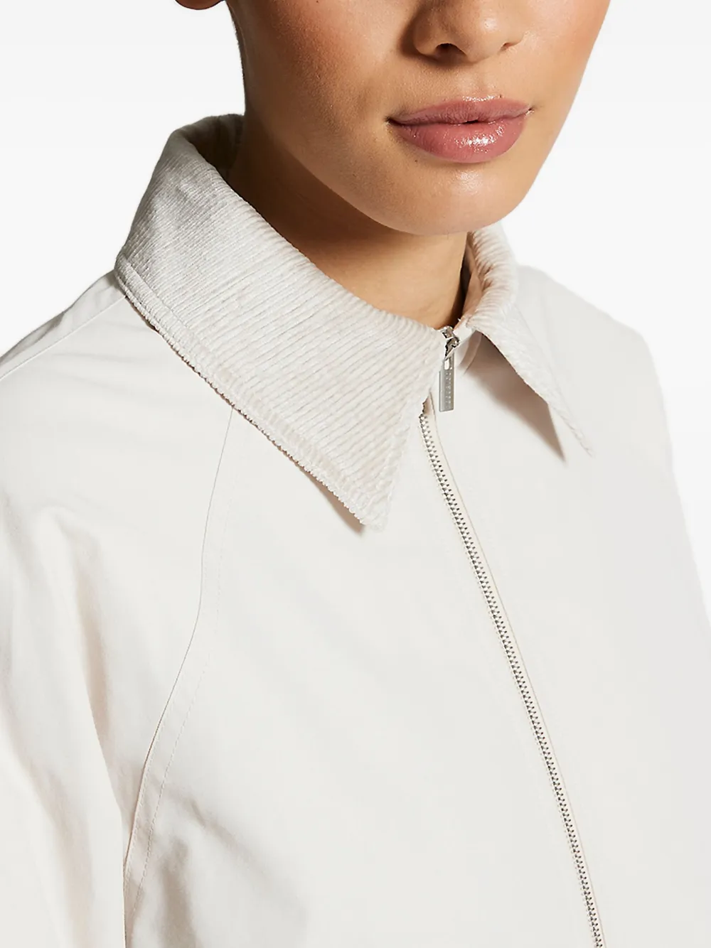 Peserico corduroy-collar zip-front jacket Beige