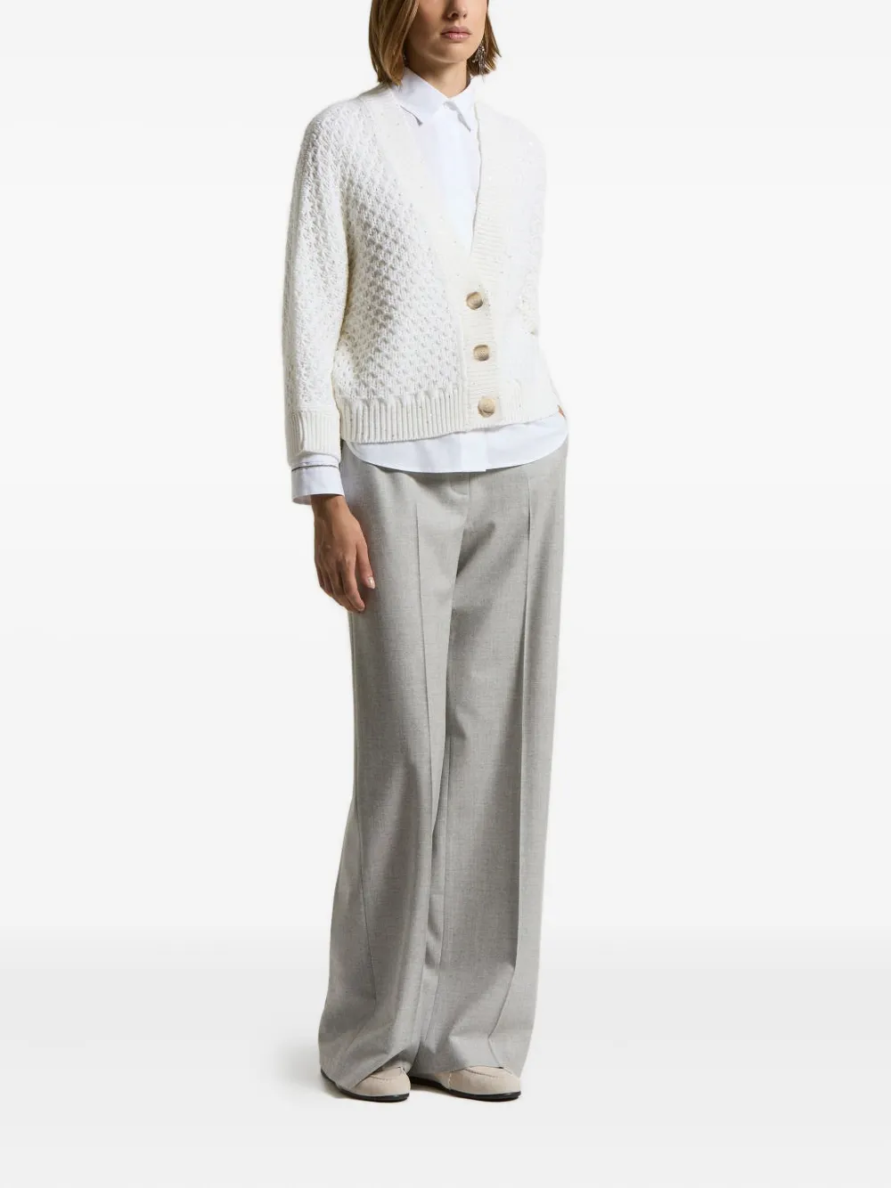 Peserico Button-fastening Wool Cardigan In White