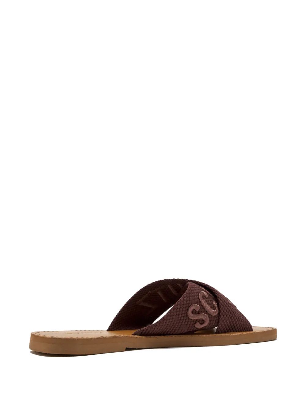 Schutz cross-strap embroidered sandals Brown
