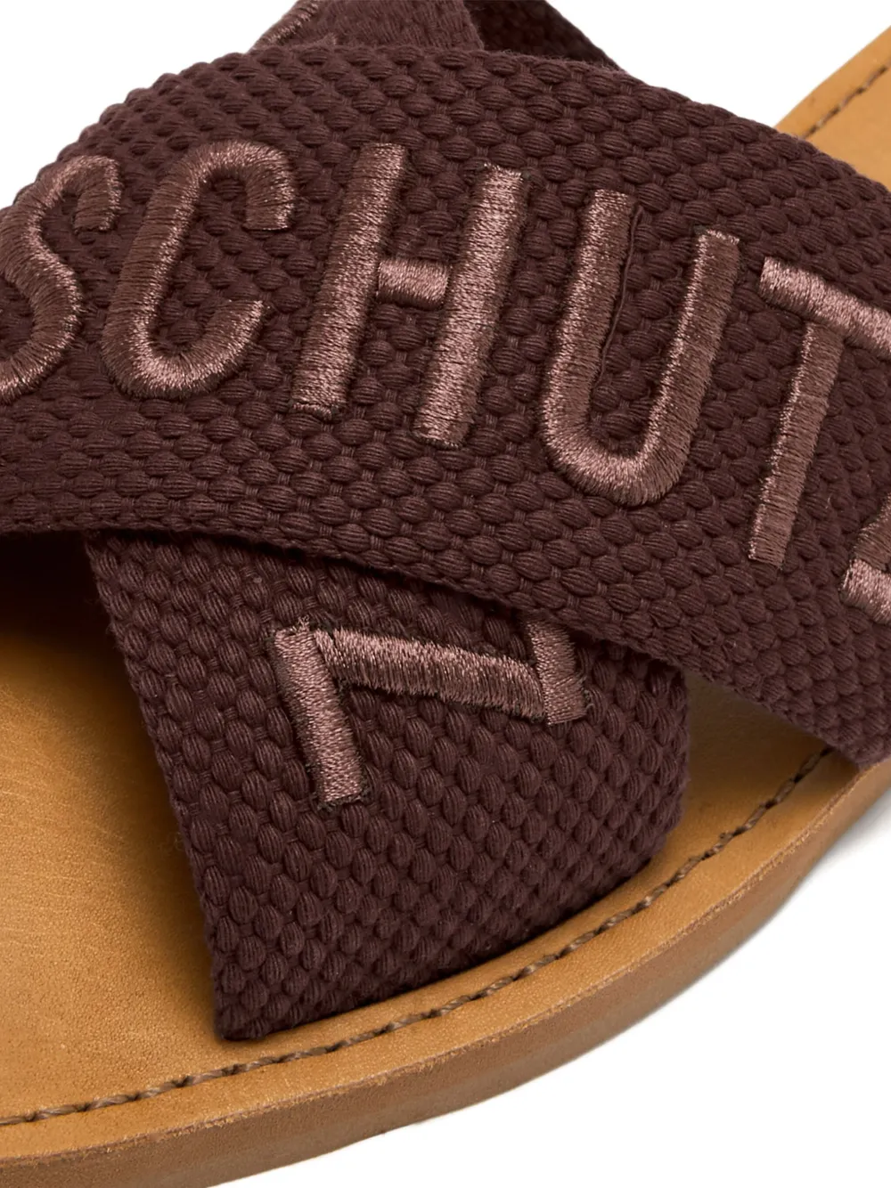 Schutz cross-strap embroidered sandals Brown