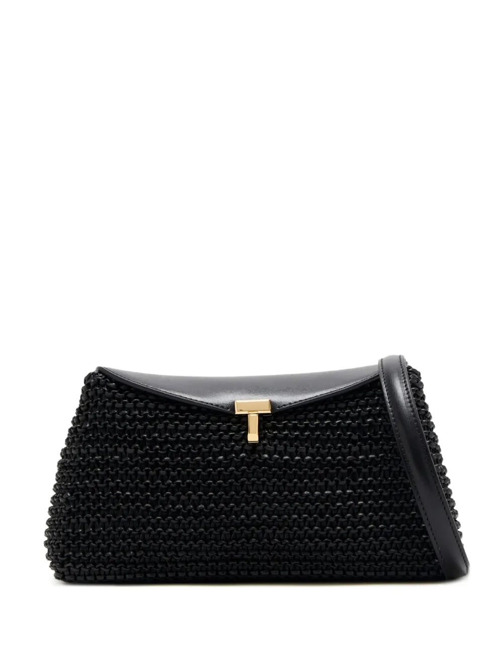 TOTEME Clutch T-Lock in pelle intrecciata - Nero