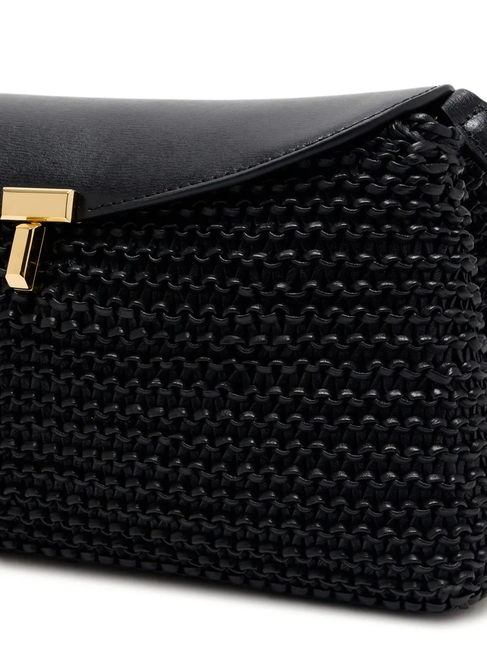  Toteme T-lock Woven Leather Clutch Bag - Black 