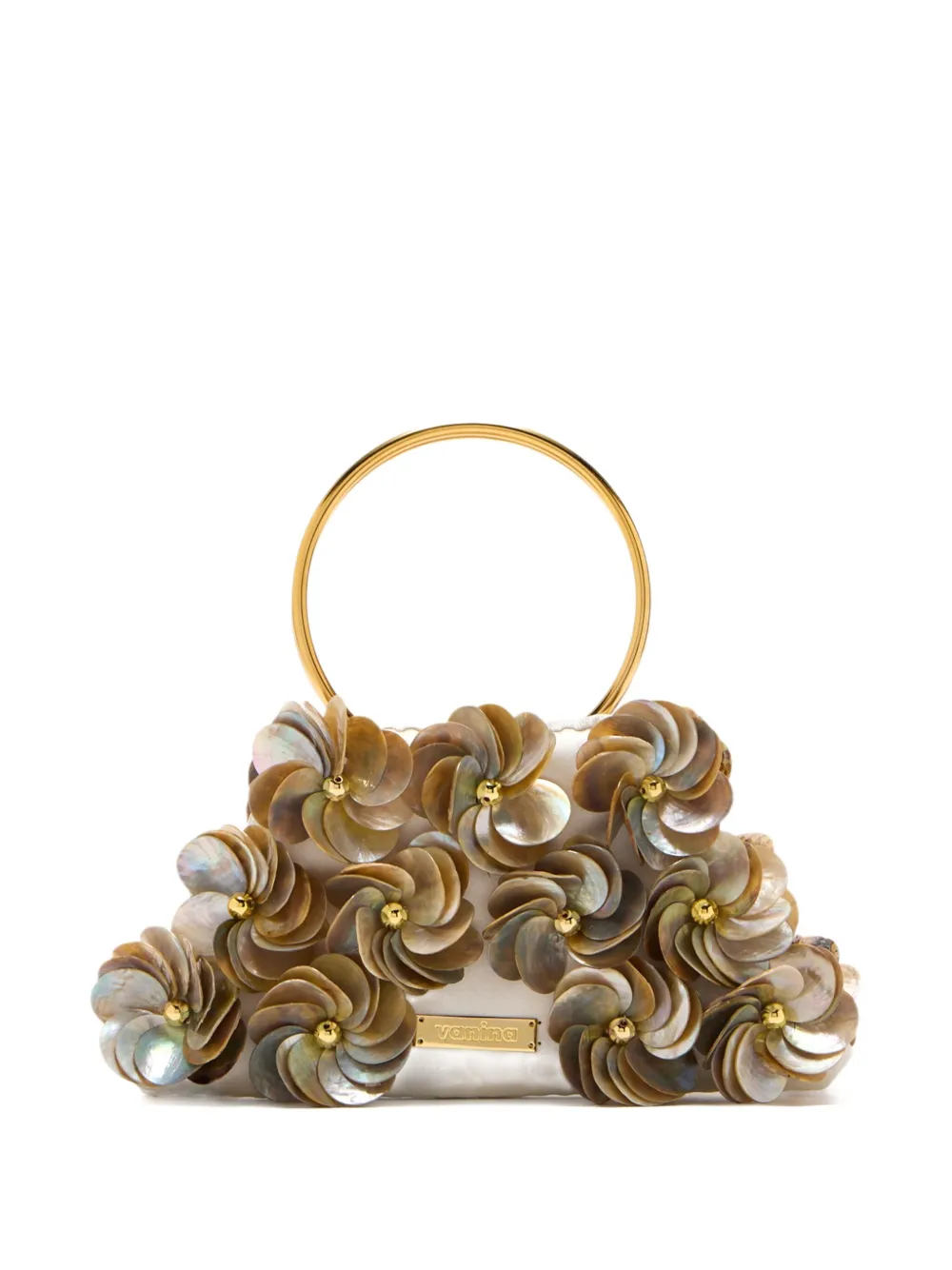 Vanina Fleurs de Shells clutch Beige