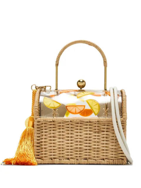 Waiwai Rio Lole citrus-print wicker tote bag