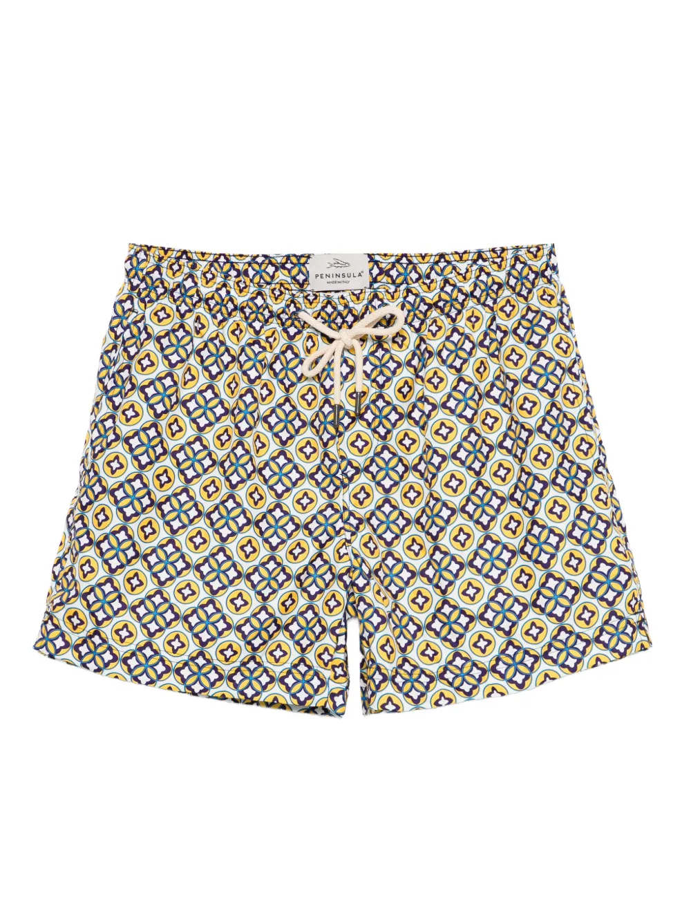 geometric-pattern swim shorts