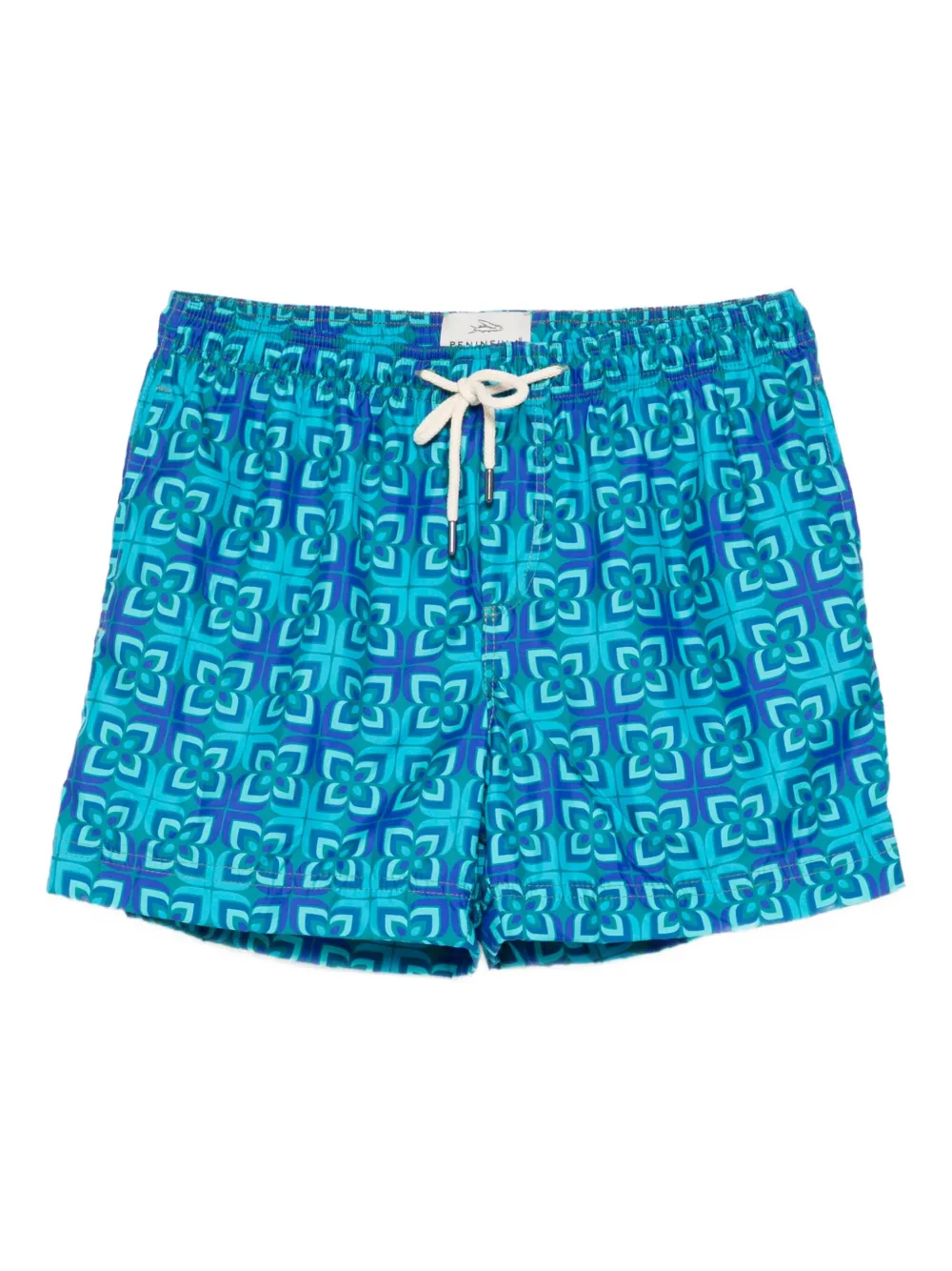 geometric-pattern swim shorts