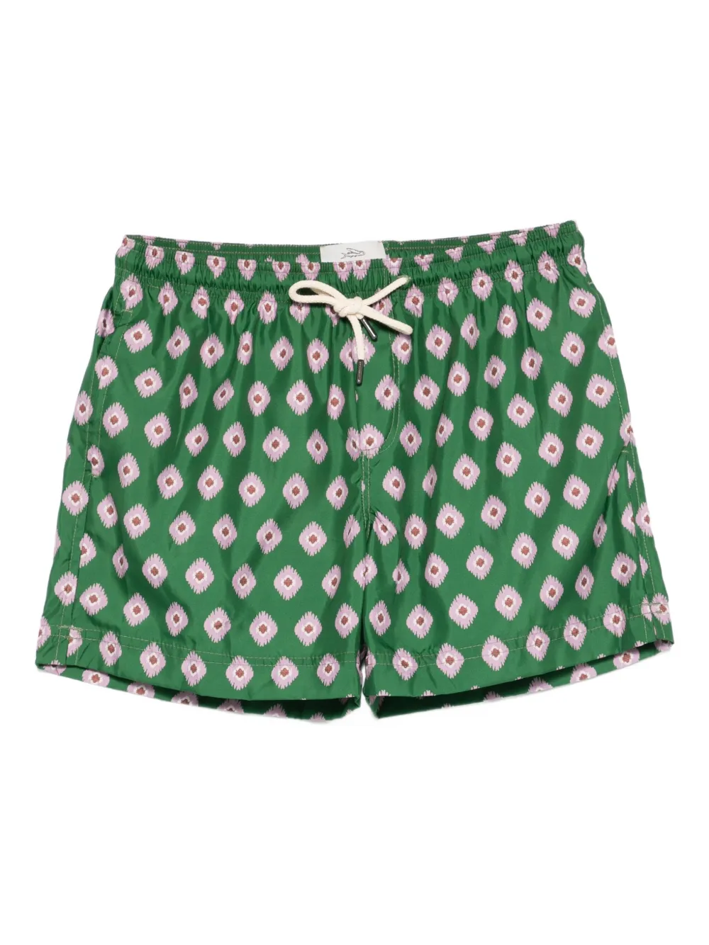 geometric-pattern swim shorts