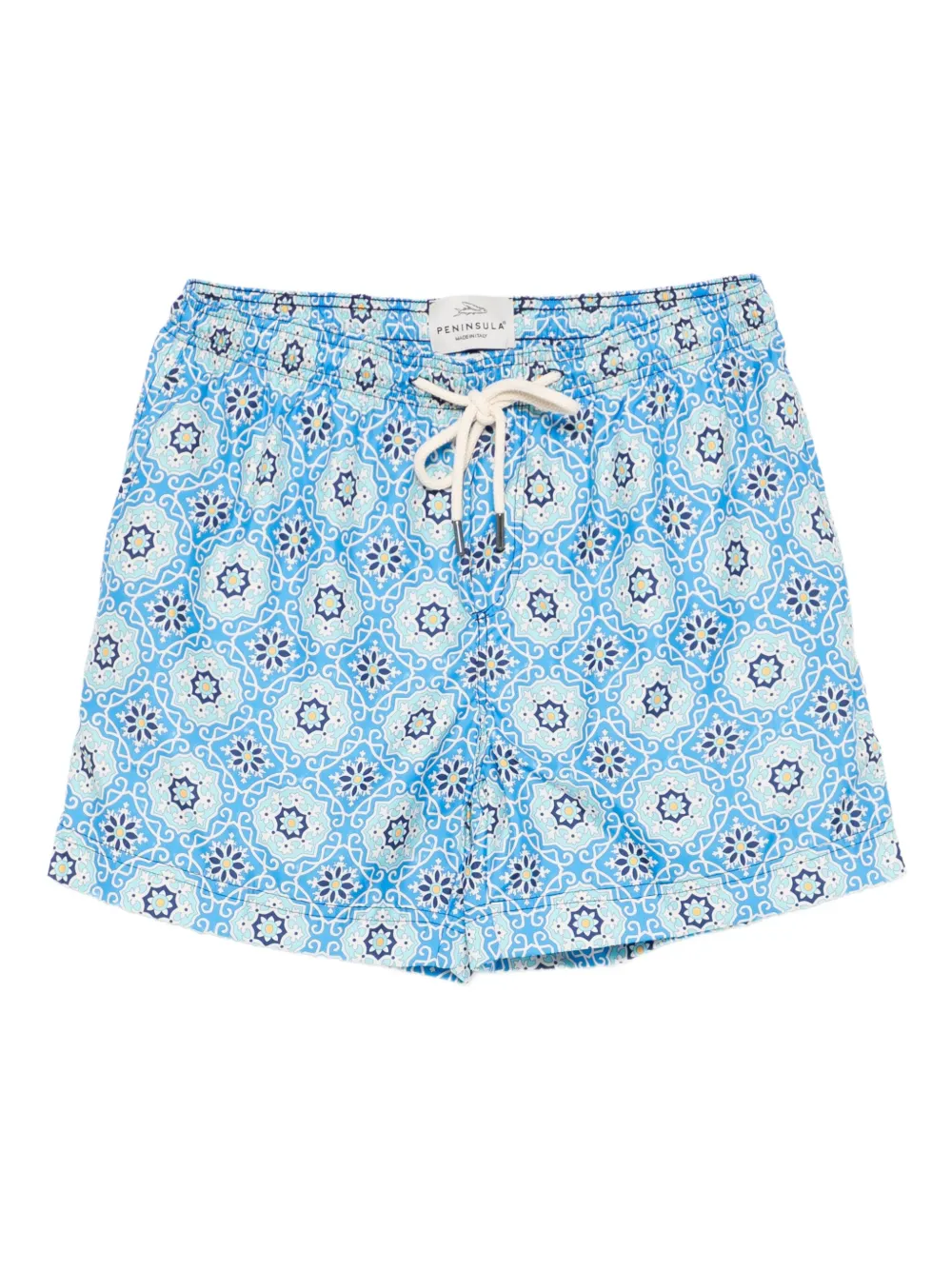 geometric-pattern swim shorts