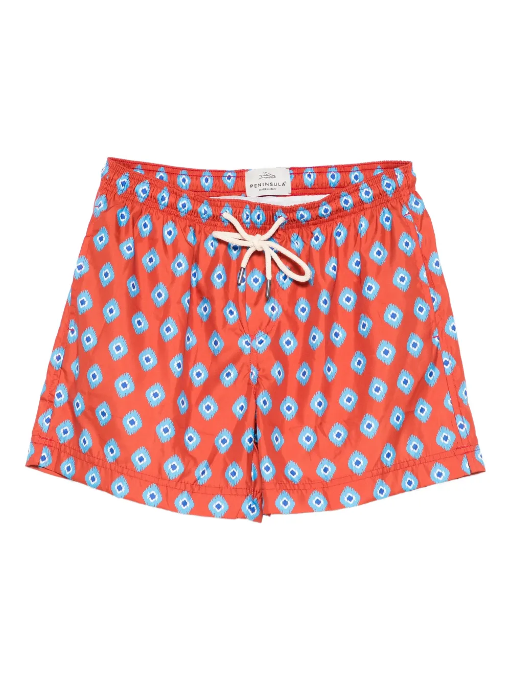 geometric-pattern swim shorts