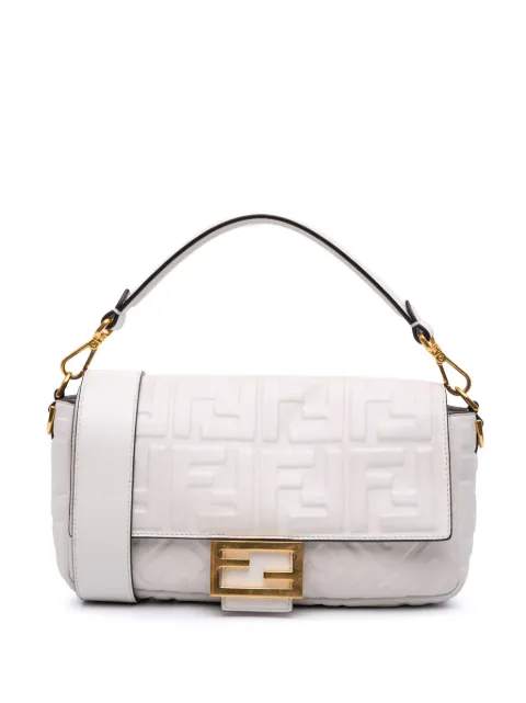 Fendi Pre-Owned 2010-2025 Zucca Embossed Leather Baguette satchel