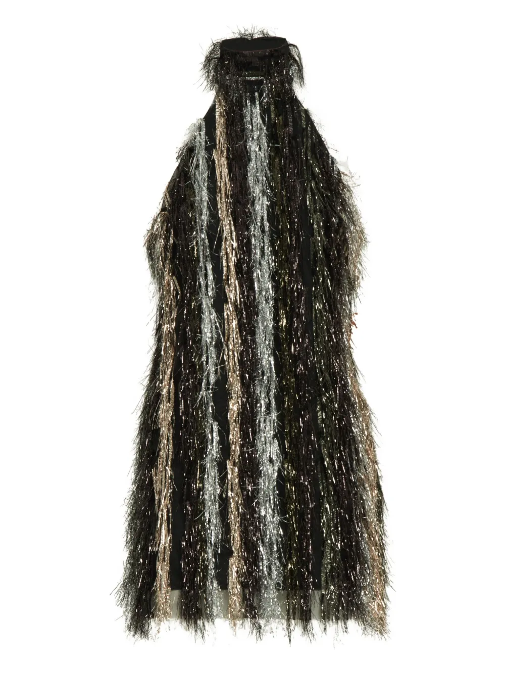 Taller Marmo Sylvia metallic-fringe halter-neck mini dress MULTICOLOR