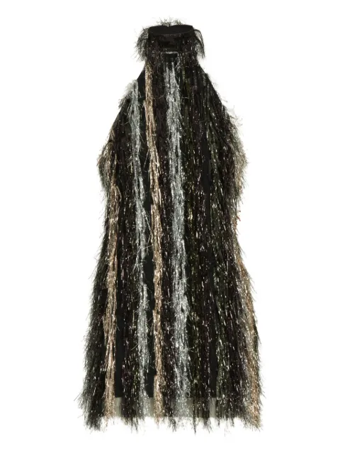 Taller Marmo Sylvia metallic-fringe halter-neck mini dress