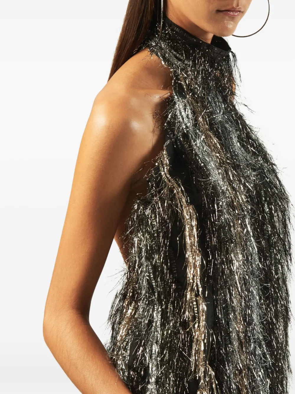 Taller Marmo Sylvia metallic-fringe halter-neck mini dress MULTICOLOR