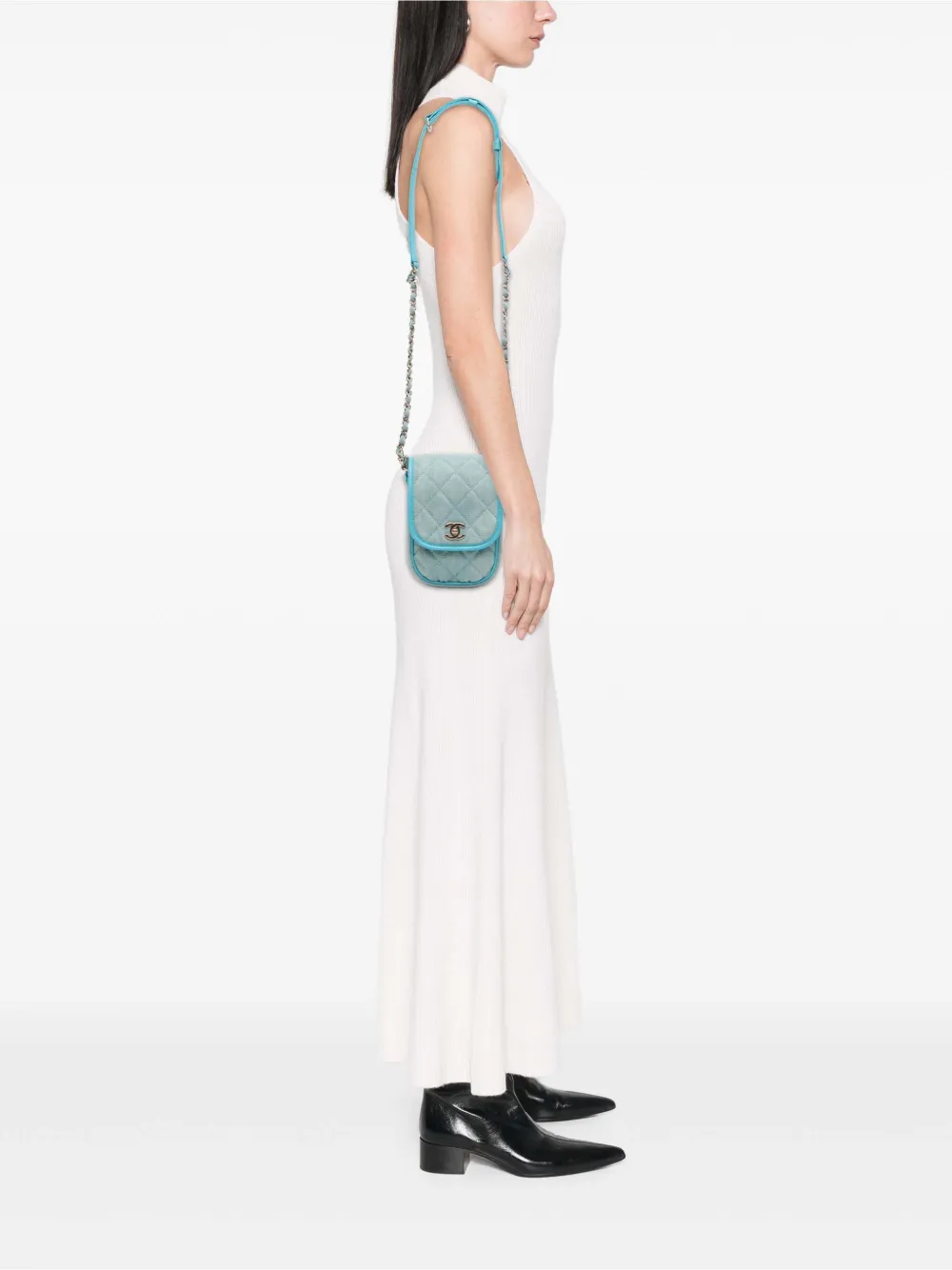 CHANEL Pre-Owned 2021 Mini CC Quilted Denim crossbody bag | Pre-Owned | Image 2
