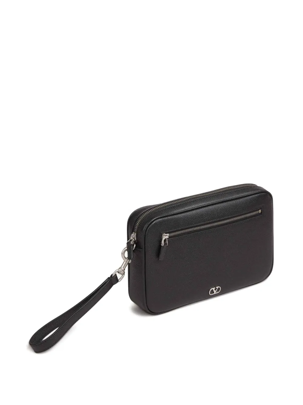 Valentino Garavani logo zip-top clutch bag Zwart