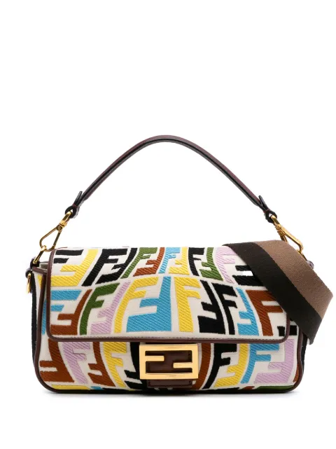 Fendi Pre-Owned 2010-2025 Sarah Coleman Zucca Embroidered Canvas Fish Eye Vertigo Baguette satchel