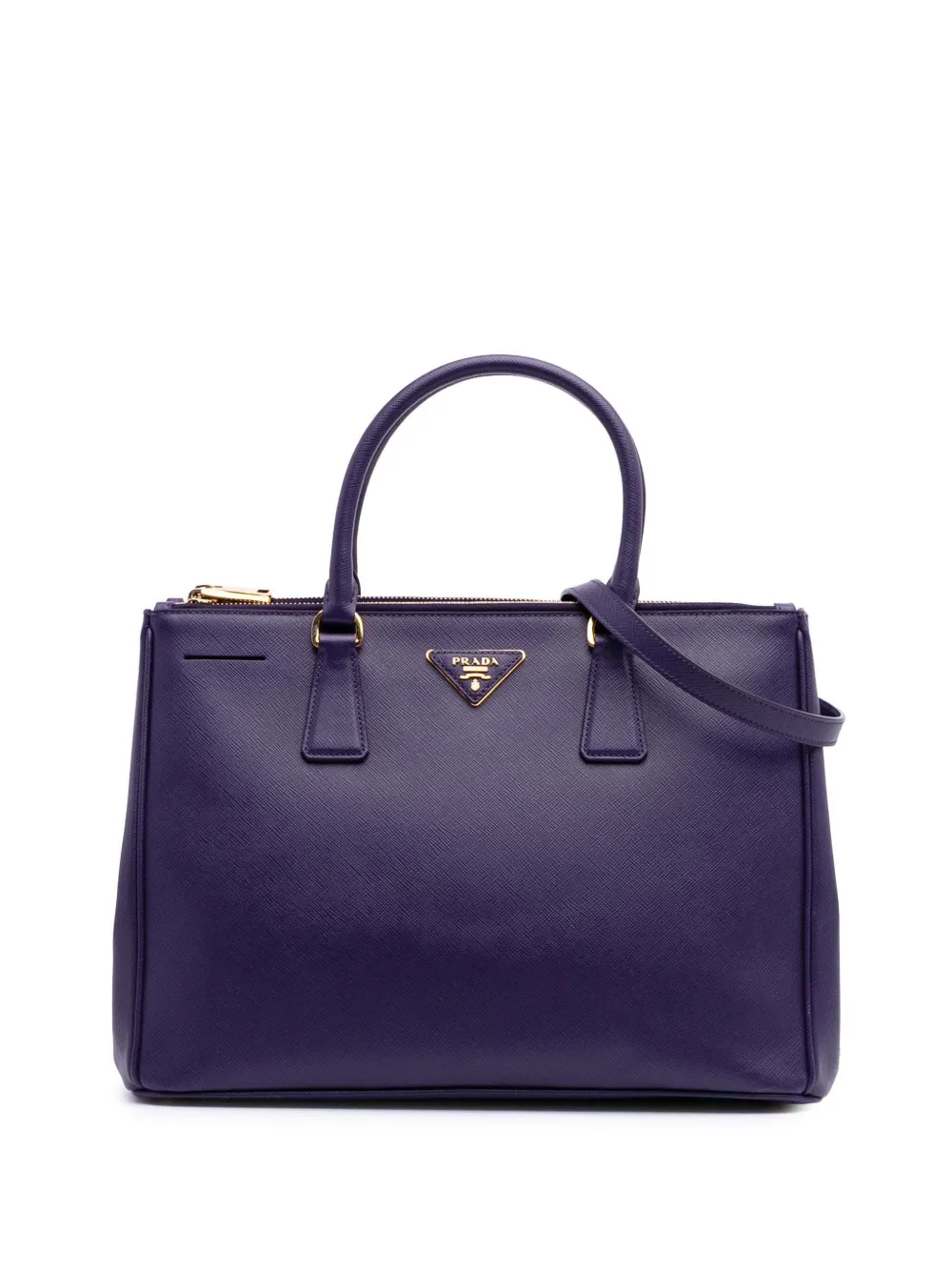 Pre-owned Prada 2000-2024 Medium Saffiano Lux Galleria Double Zip Satchel In Purple