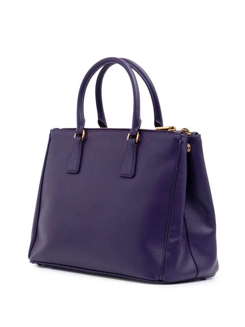 Pre-owned Prada 2000-2024 Medium Saffiano Lux Galleria Double Zip Satchel In Purple