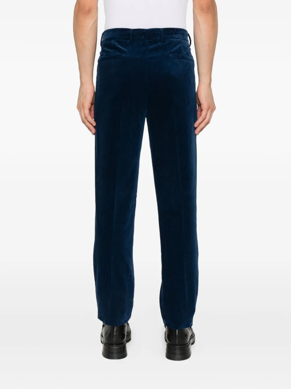 Brunello Cucinelli Ribfluwelen broek met geplooide voorkant Blauw