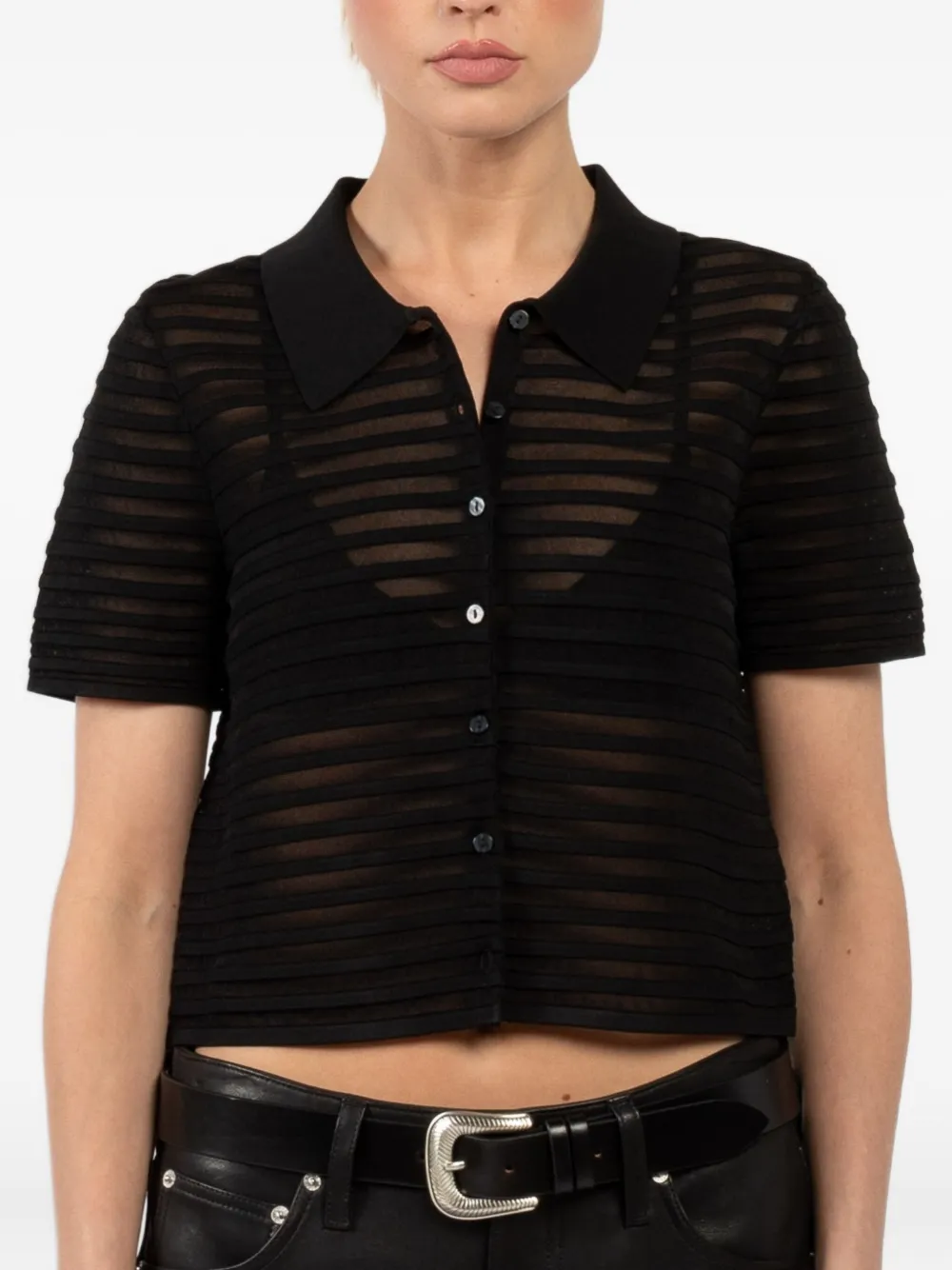Simkhai Short-sleeve Cardigan In Black