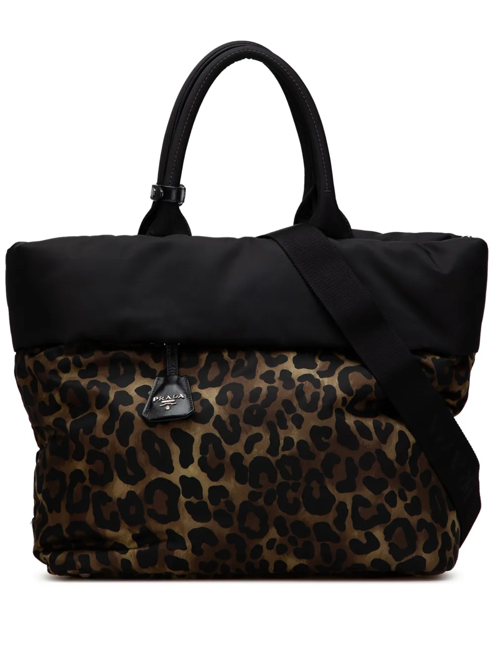 Prada Pre-Owned 2000-2025 テスート レオパードプリント リバーシブル サッチェルバッグ - ブラウン Prada Pre-Owned 2000-2025 テスート レオパードプリント リバーシブル サッチェルバッグ - ブラウン