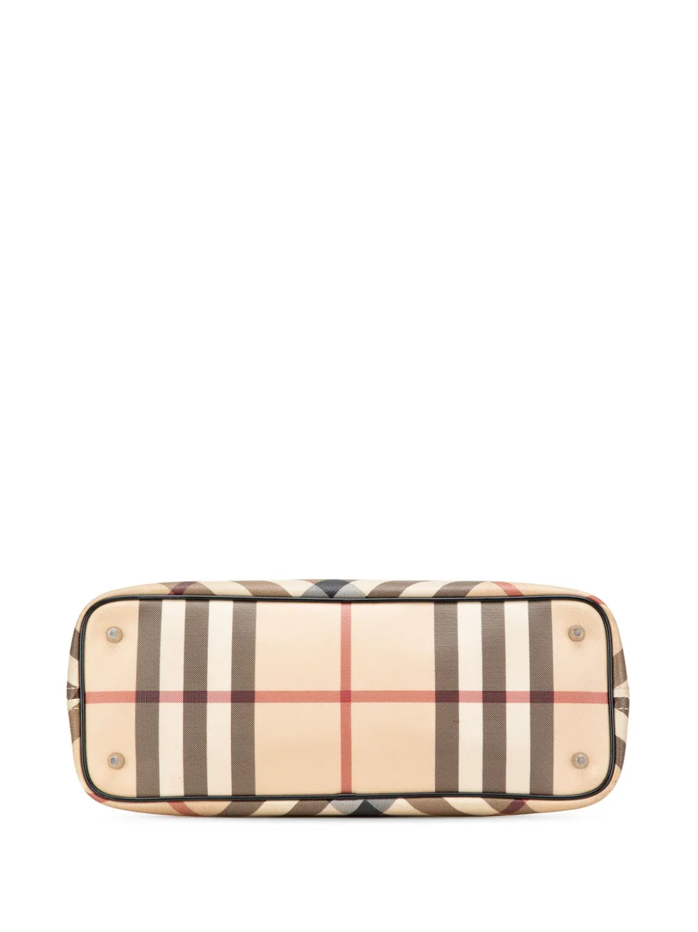 Pre-owned Burberry 2000-2017 Supernova Check Coated Canvas Tote Bag In Brown