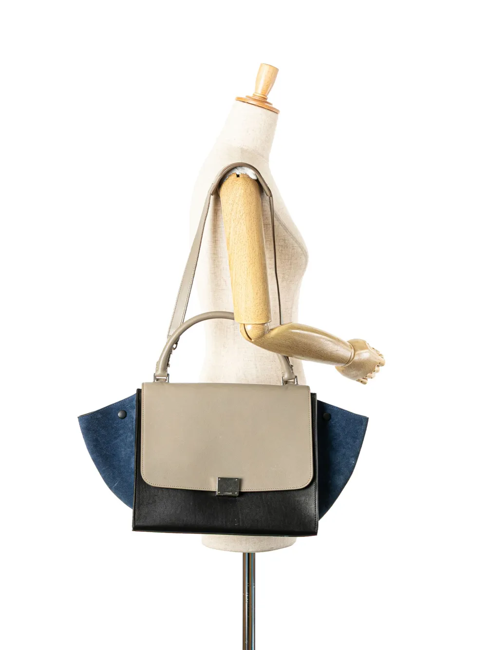 Celine Pre-Owned 2012 Medium Tricolor Calfskin and Suede Trapeze satchel | Pre-Owned | Image 2