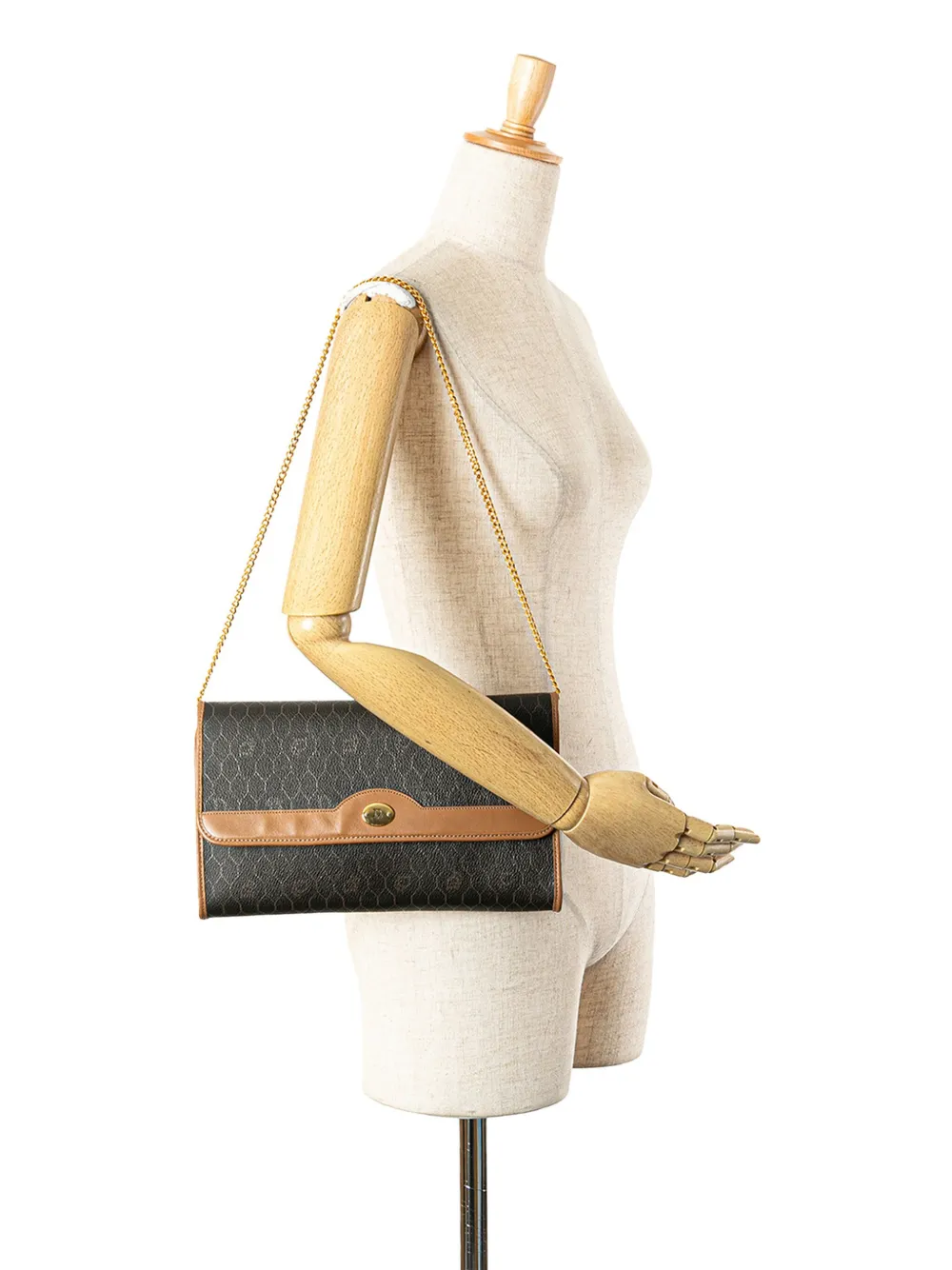 Pre-owned Dior 20th Century Honeycomb Coated Canvas Chain Shoulder Bag
