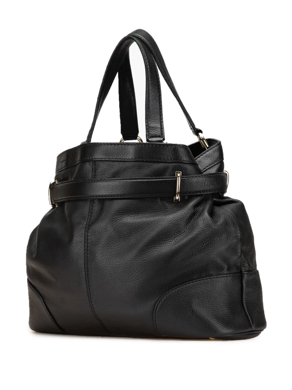 Pre-owned Gucci 2000-2015 Medium Deerskin Sienna Bit Tote Bag In Black