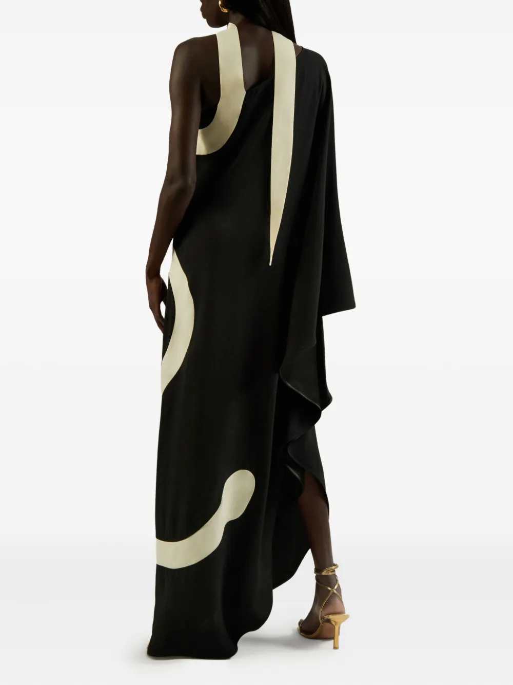 Taller Marmo Ubud Serpente one-shoulder maxi dress Zwart