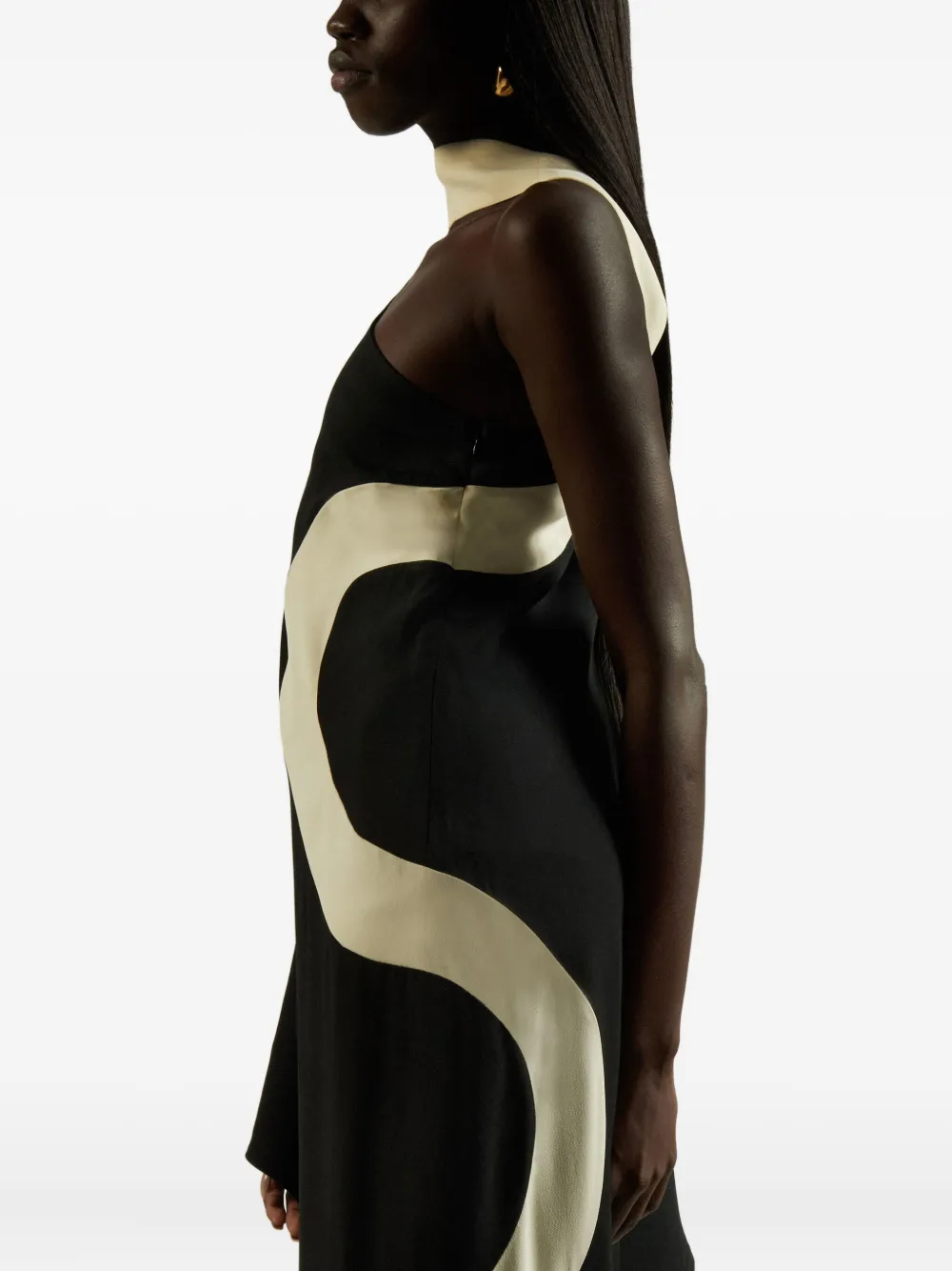 Taller Marmo Ubud Serpente one-shoulder maxi dress Zwart