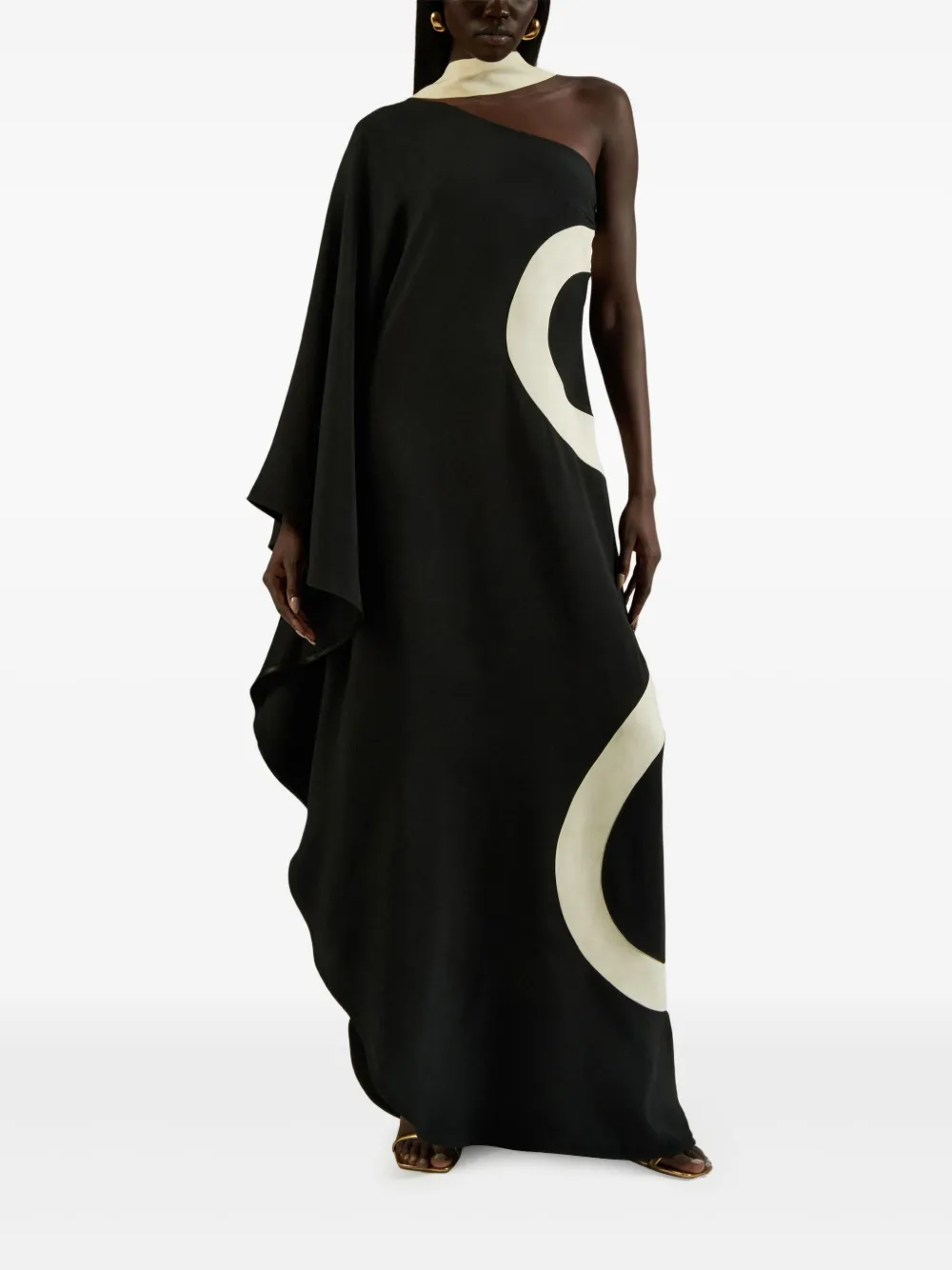 Taller Marmo Ubud Serpente asymmetrische maxi-jurk - Zwart