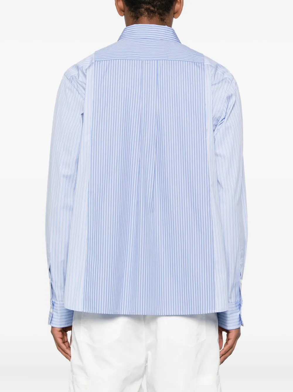 sacai striped panelled shirt Blauw