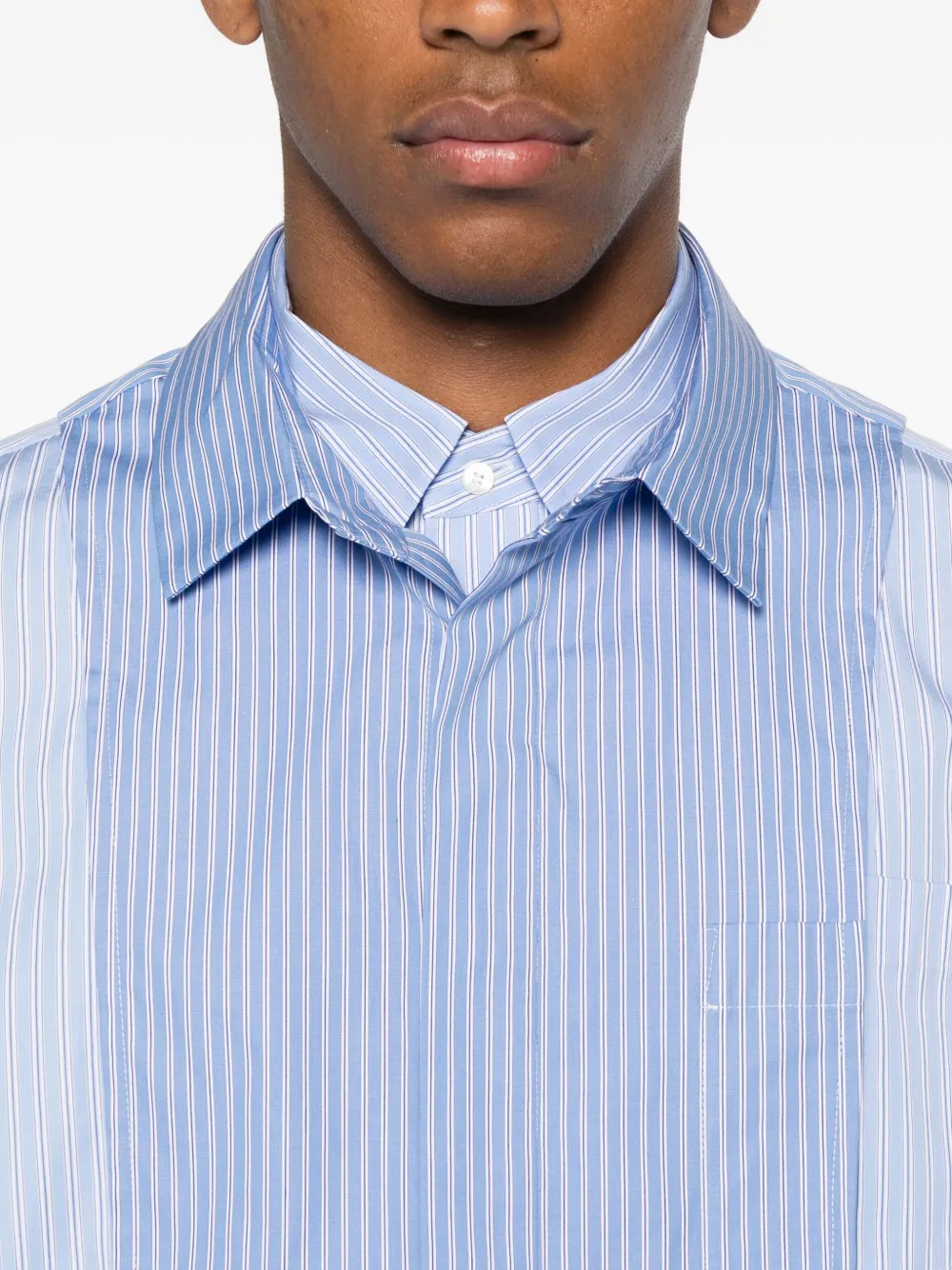 sacai striped panelled shirt Blauw