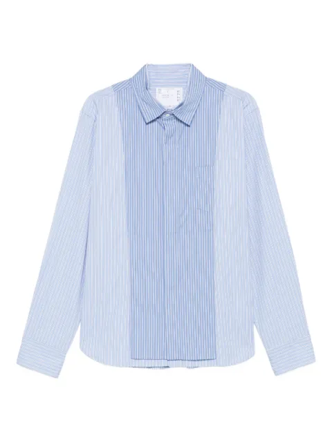 sacai striped panelled shirt