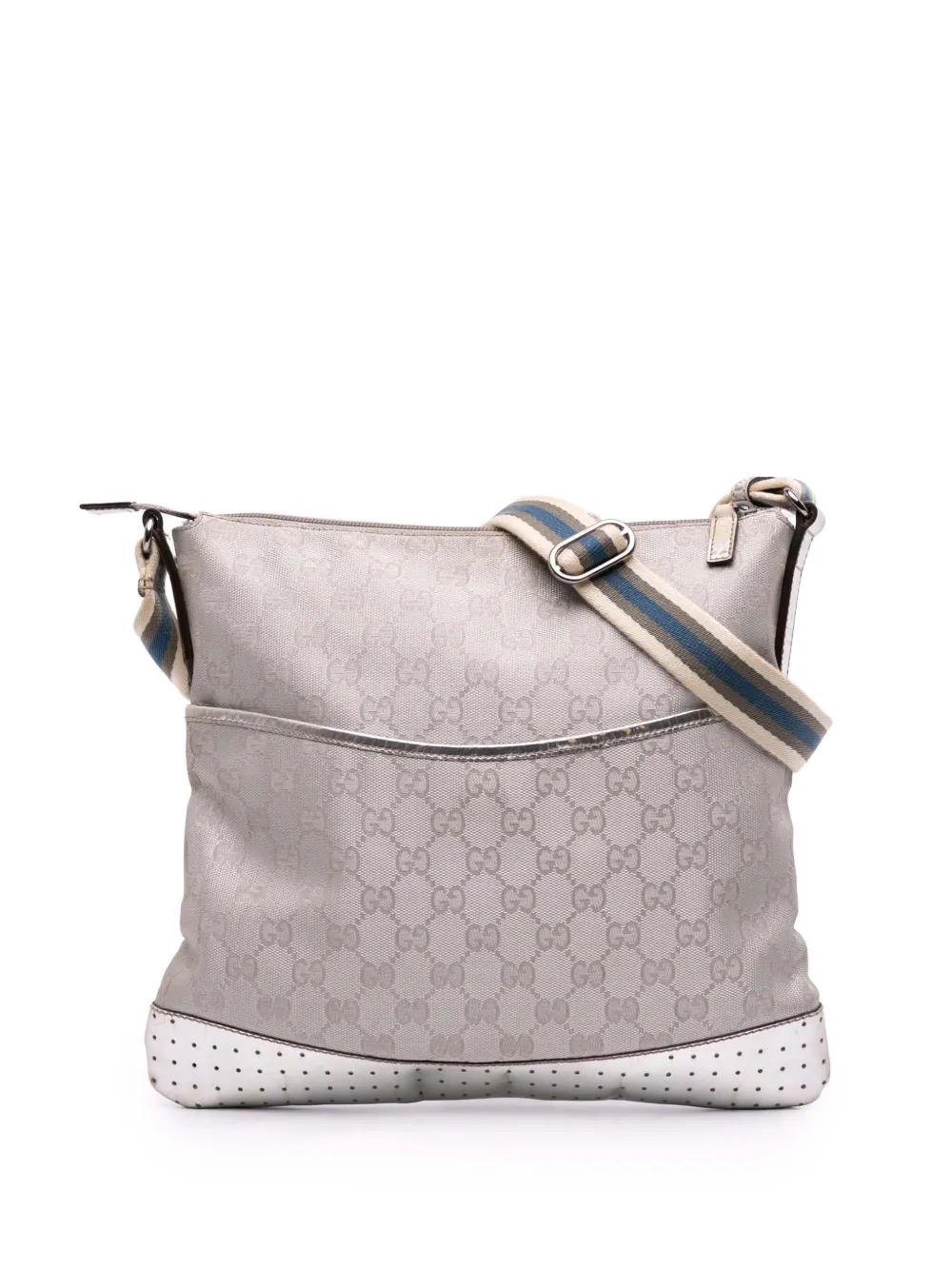 Pre-owned Gucci 2016-2024 Gg Canvas Web Crossbody Bag In Silver