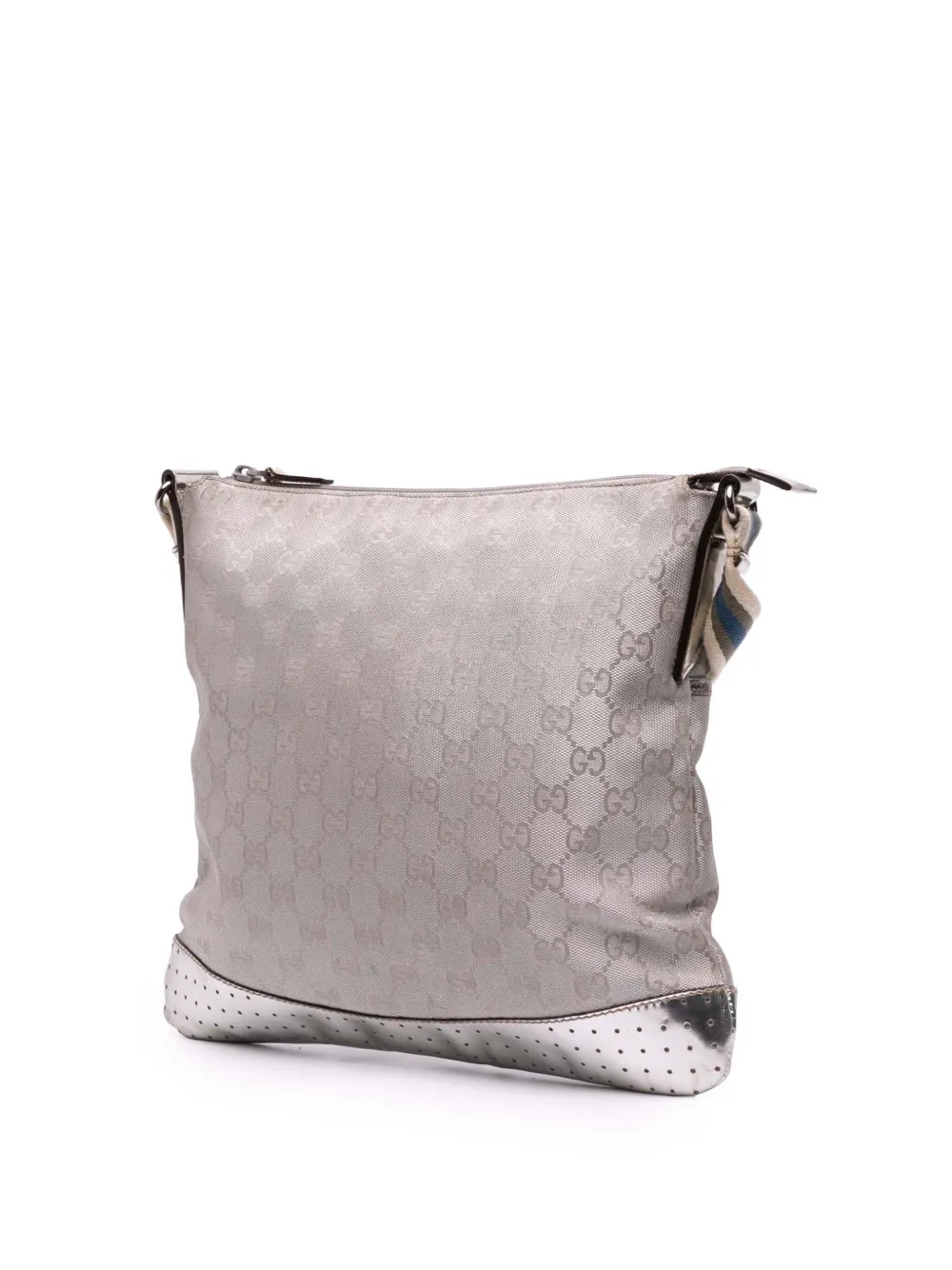 Pre-owned Gucci 2016-2024 Gg Canvas Web Crossbody Bag In Silver