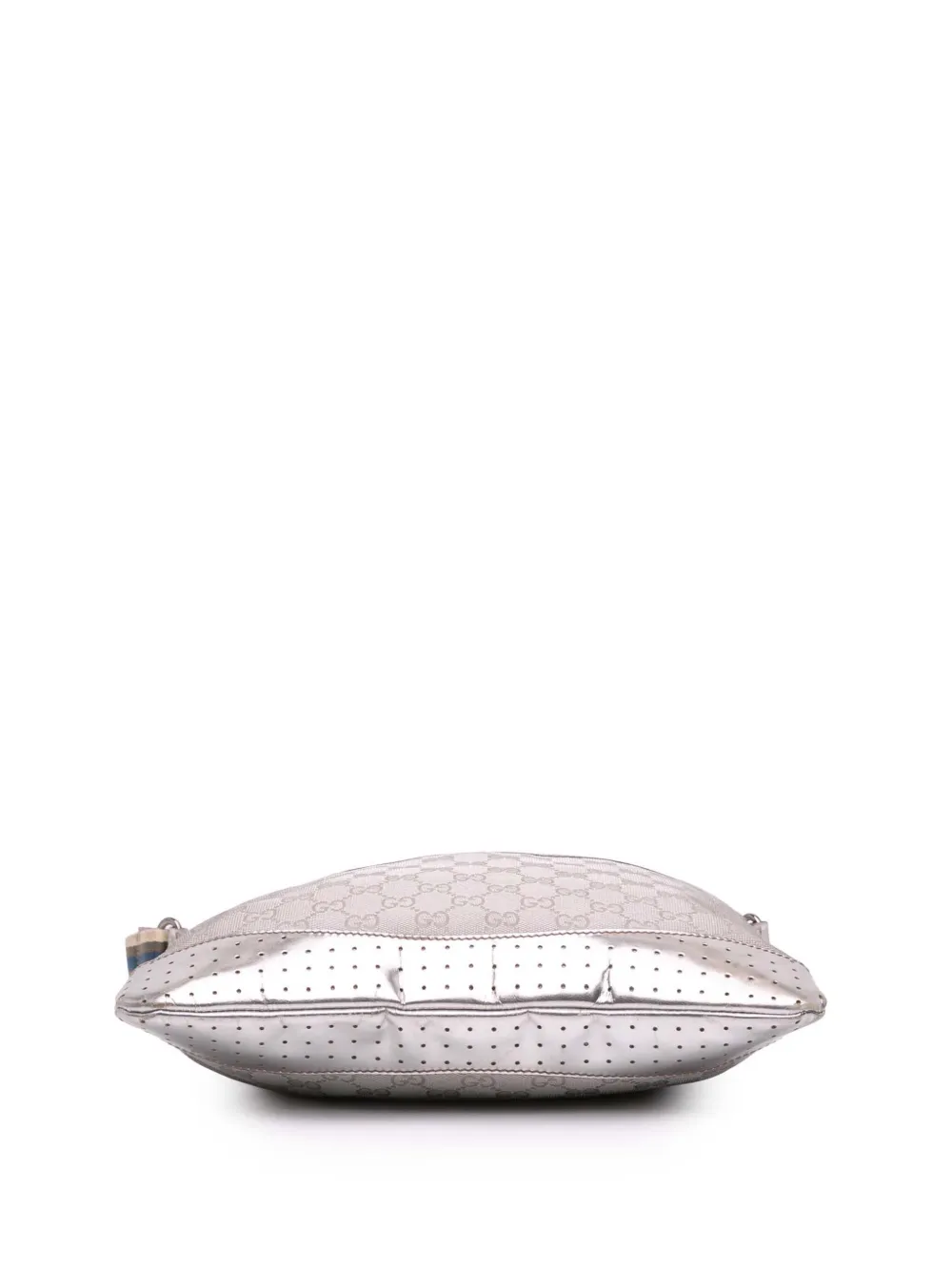 Pre-owned Gucci 2016-2024 Gg Canvas Web Crossbody Bag In Silver