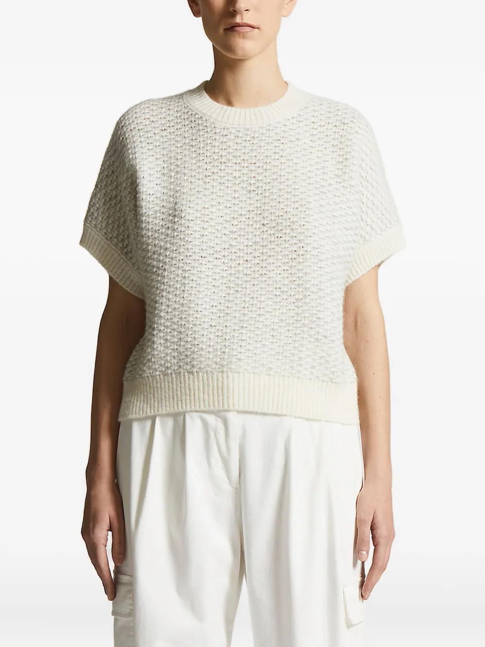 Peserico textured short-sleeve knitted top Beige
