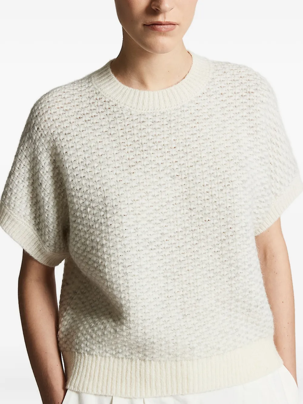 Peserico textured short-sleeve knitted top Beige