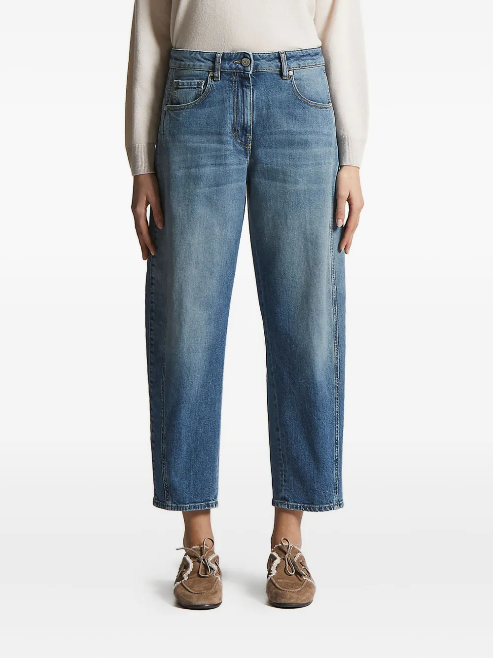 Peserico panelled five-pocket denim jeans Blauw