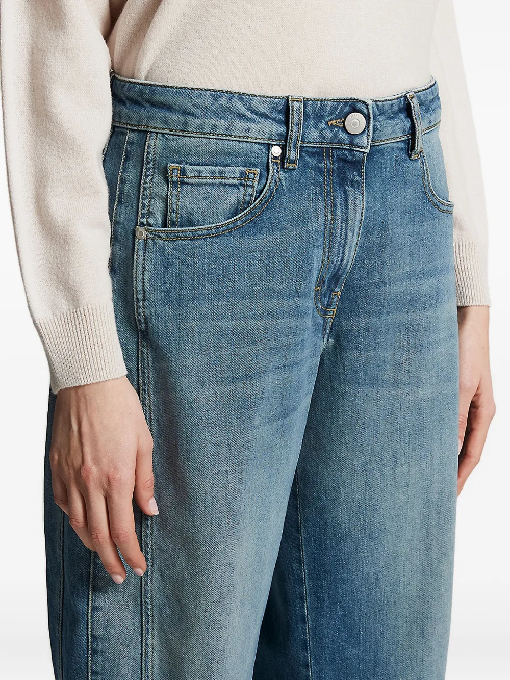 Peserico panelled five-pocket denim jeans Blauw